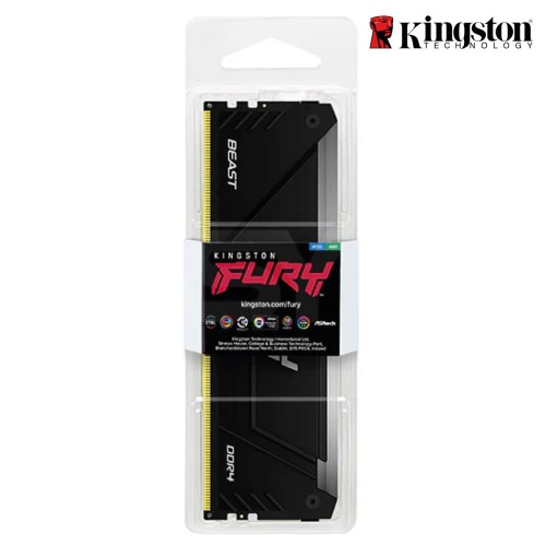 Memoria Kingston Fury Beast 32GB DDR4 3200MHz, PC4-25600, CL16, 1.35V, 288-Pin, RGB, DIMM (KF432C16BB2A/32)