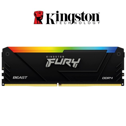 Memoria Kingston Fury Beast 32GB DDR4 3200MHz, PC4-25600, CL16, 1.35V, 288-Pin, RGB, DIMM (KF432C16BB2A/32)